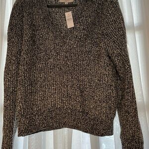 LOFT Black and White V-Neck Sweater